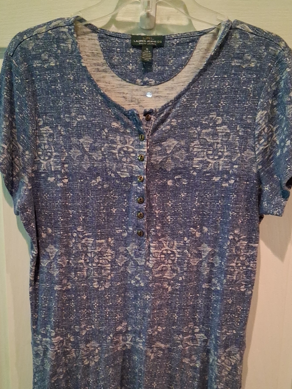 Ralph Lauren Blue Floral Henley Short-Sleeve Dress